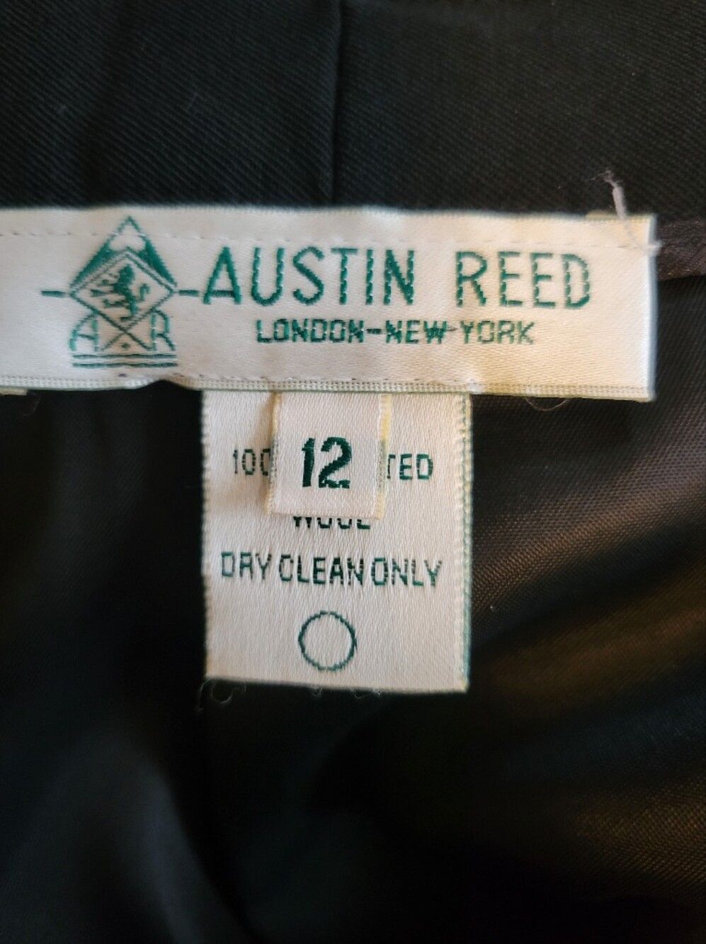 Austin Reed 100% Worsted Wool Black Midi Vintage Academia Pencil Skirt Size 12 - Picture 4 of 7